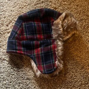 Baby Gap Plaid Trapper Hat with Faux Fur Lining